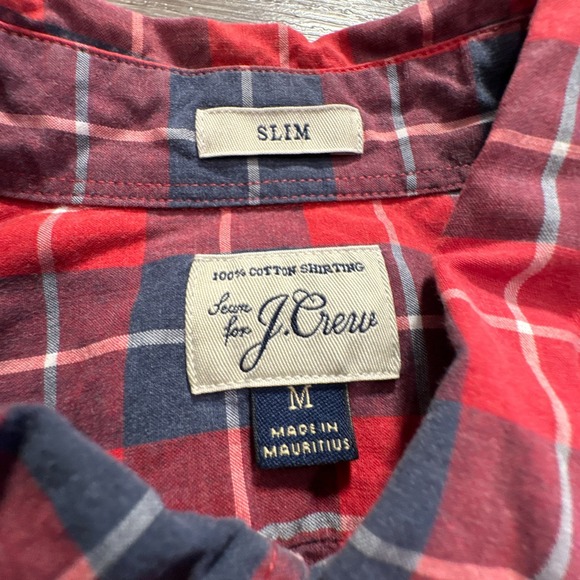 J Crew Shirt Mens Medium Blue Red Plaid 100% Cotton Button Up Slim Preppy Adult - Picture 3 of 8